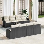 vidaXL Ensemble de canapé de jardin 7 Pièces Noir et beige