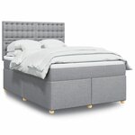 vidaXL Sommier à lattes de lit avec matelas Gris clair 140x200cm Tissu