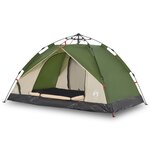 vidaXL Tente de camping à dôme 3 personnes vert libération rapide