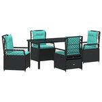vidaXL Ensemble de 5 pièces de mobilier de jardin en rattan poly noir