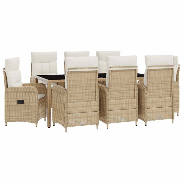 vidaXL Ensemble de repas extérieur 9 Pièces Beige et blanc crème