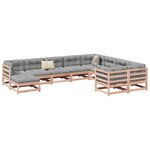 vidaXL Salon de jardin avec coussins 10 Pièces bois massif sapin douglas