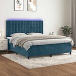 vidaXL Sommier à lattes de lit matelas et LED Bleu foncé 180x200 cm
