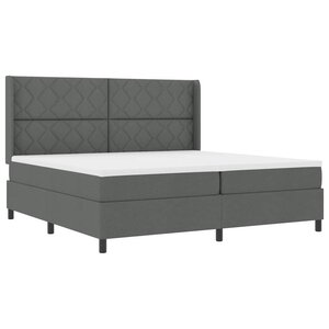 vidaXL Lit à ressorts avec matelas - Gris foncé  200x200 cm  Tissu