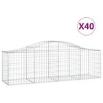 vidaXL Paniers à gabions arqués 40 Pièces 200x50x60/80 cm fer galvanisé