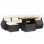 vidaXL Salon de jardin 7 Pièces avec coussins noir résine tressée