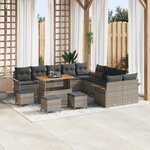 Ensemble de Canapé de Jardin vidaXL 14 Pièces avec Coussins Gris Rattan Synthétique Acacia