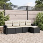 vidaXL Salon de jardin 5 Pièces avec coussins noir résine tressée