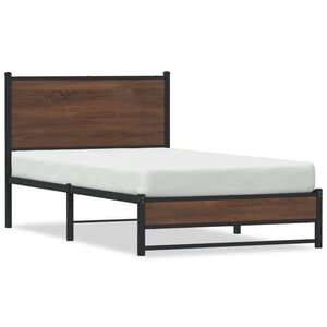 vidaXL Cadre de lit en métal sans matelas chêne marron 100x200 cm