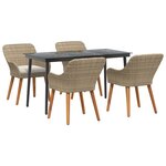 vidaXL Ensemble de salle à manger jardin 5 pièces en rattan poly beige