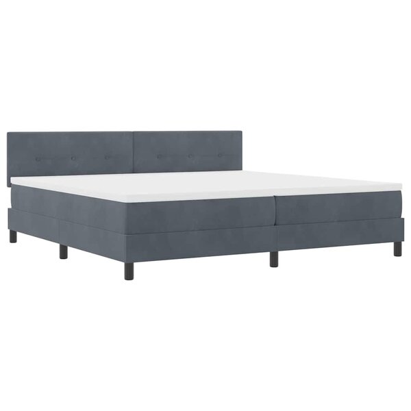 vidaXL Lit à ressorts avec tête de lit Gris foncé 200 x 200 cm Velours