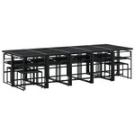vidaXL Ensemble à manger de jardin avec coussins 15 Pièces noir textilène