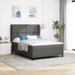 vidaXL Lit à ressorts avec matelas Gris foncé 140 x 190 cm tissu