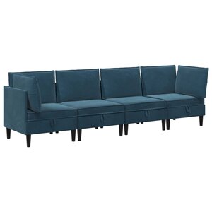 vidaXL Ensemble de meubles pour le salon 4 Pièces Bleu Velours