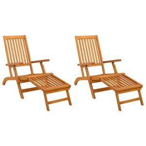 vidaXL Chaise longue inclinable et pliable 2 pc Bois d'Acacia Massif