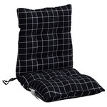 vidaXL Coussins de chaise à dossier bas lot de 6 motif à carreaux noir