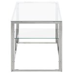 vidaXL Table basse argenté acier inoxydable et verre trempé