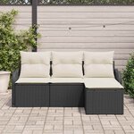 vidaXL Ensemble de canapé de jardin avec stockage 4 Pièces Noir polyrotin