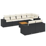 vidaXL Salon de jardin 9 Pièces avec coussins noir résine tressée