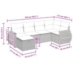 vidaXL Salon de jardin avec coussins 6 Pièces marron résine tressée