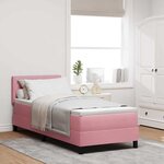Lit Box Spring vidaXL avec Matelas & LED Rose 80x200 cm Velours