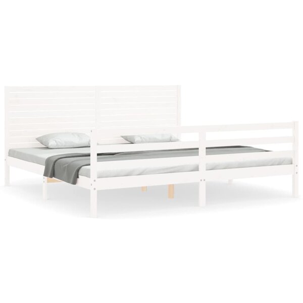 vidaXL Cadre de lit sans matelas blanc bois massif