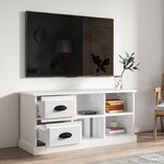 vidaXL Meuble TV blanc brillant 102x35 5x47 5 cm bois d'ingénierie