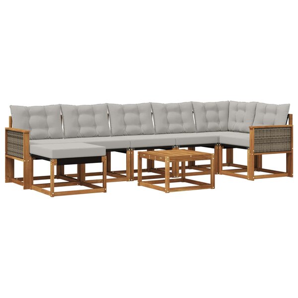 vidaXL Ensemble de canapés d'extérieur 8 pc Naturel et gris clair