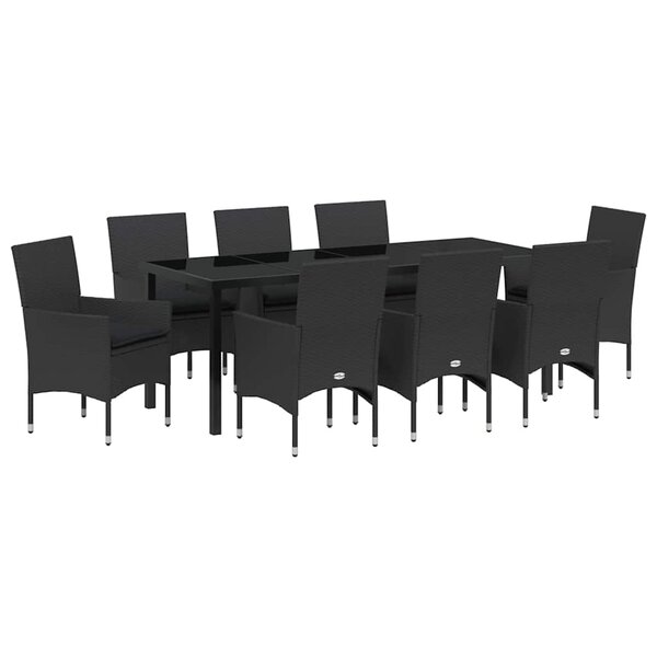 vidaXL Ensemble de salle à manger pour jardin 9 pc Noir polyrotin