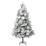 vidaXL Sapin de Noël pré-éclairé avec neige floquée/cônes 225cm PVC/PE