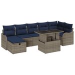 vidaXL Ensemble de canapé de jardin avec coussin 8 Pièces Gris polyrotin