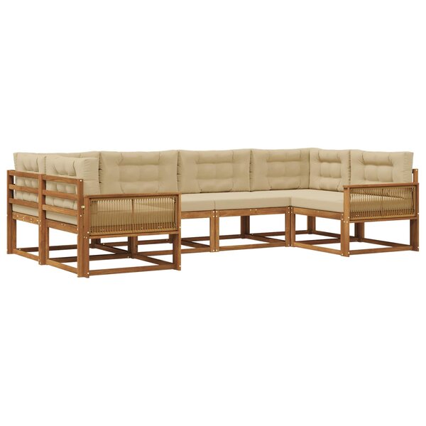 vidaXL Ensemble de canapés d'extérieur 6 pc Naturel et Beige