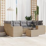 vidaXL Salon de jardin avec coussins 7 Pièces beige résine tressée