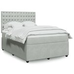 vidaXL Sommier à lattes de lit et matelas Gris clair 140x190cm Velours