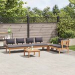 vidaXL Ensemble de canapé de jardin 5 Pièces Marron et gris