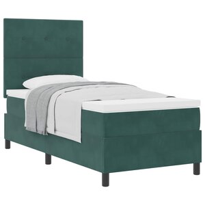 vidaXL Lit à ressorts avec tête de lit Vert foncé 100 x 200 cm Velours