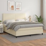 vidaXL Sommier à lattes de lit avec matelas Crème 180x200cm Similicuir