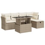 vidaXL Salon de jardin avec coussins 6 Pièces beige résine tressée