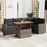 vidaXL Salon de jardin 6 Pièces avec coussins gris résine tressée