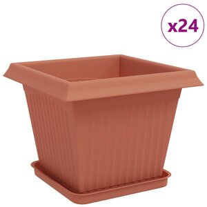 vidaXL Pots de plantes 24 Pièces Rouge brique 33 x 33 x 26 cm Plastique