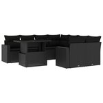 vidaXL Salon de jardin 9 Pièces avec coussins noir résine tressée