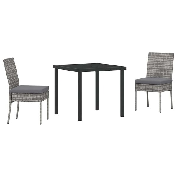 vidaXL Ensemble de salle à manger pour jardin 3 Pièces Gris Poly rotin