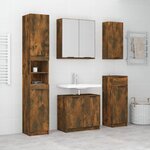vidaXL Meubles de salle de bain 5 Pièces Chêne fumé Bois d'ingénierie