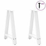 vidaXL Pieds de table à manger en forme de A  2 pièces  blanc  50 x (72-73) cm  acier