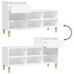 vidaXL Armoire à chaussures Blanc 102x36x60 cm Bois d'ingénierie