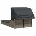 vidaXL Chaise longue double et auvent et coussins gris résine tressée