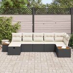 vidaXL Ensemble de canapé de jardin avec coussin Noir polyrotin