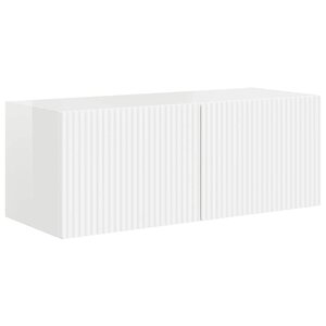 vidaXL Meuble TV mural Montage mural Blanc Brillant 60 x 31 x 29.5 cm