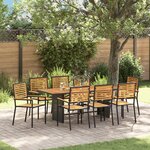 vidaXL Ensemble de salle à manger de jardin 9 pièces noir en poly rattan et acacia