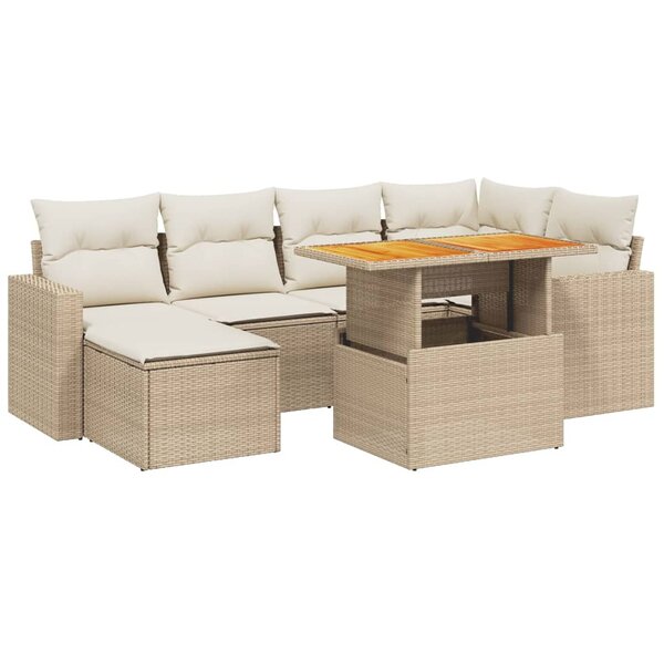 vidaXL Salon de jardin 11 Pièces avec coussins beige résine tressée